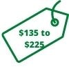 average cost of a 1/2 HP garage door opener is $135 to $225