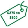 The average cost of a direct drive garage door opener is $275 to $500